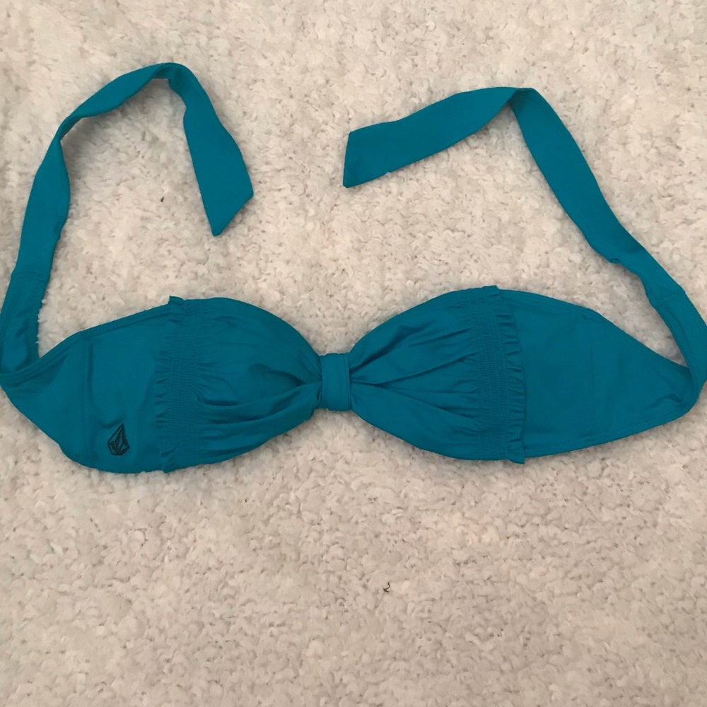 Teal Volcom Bandeau Bikini Top